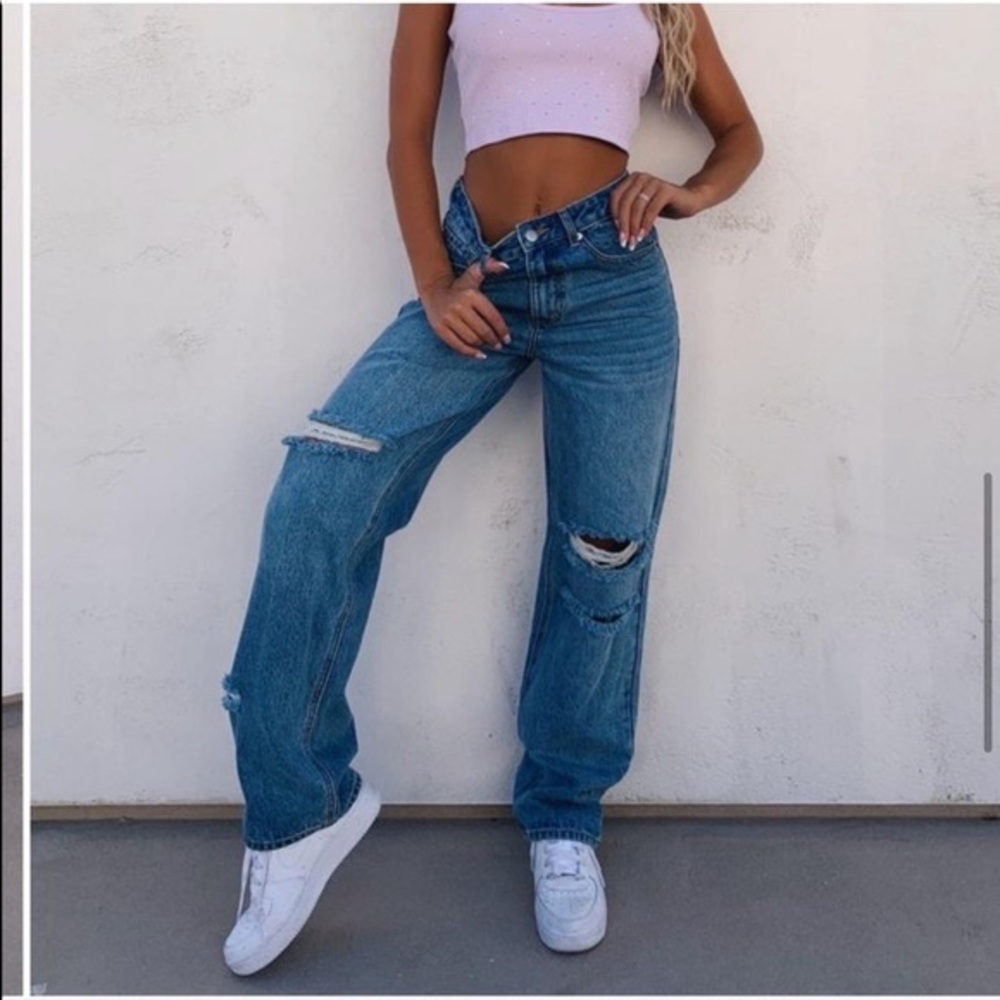 Tiger Mist Sofi Wide Leg Baggy Ripped Denim